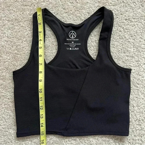 MoveTheory Cropped Sports Bra Black Women Size Medium Removable Pads Active Yoga - Picture 7 of 11